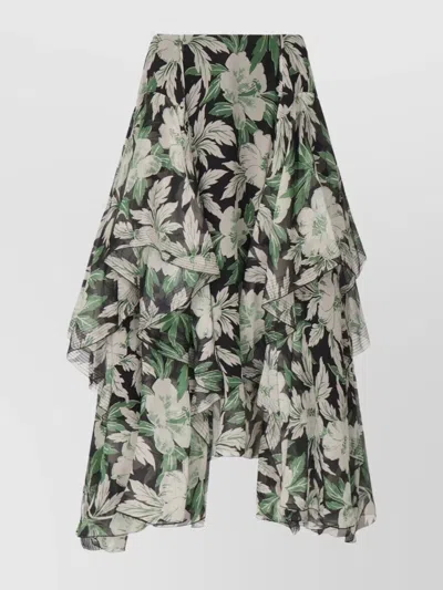 LOEWE LAYERED FLORAL SILK SKIRT
