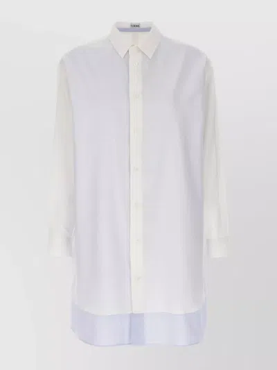 Loewe Women Cotton And Silk Blend Shirt Dress In White