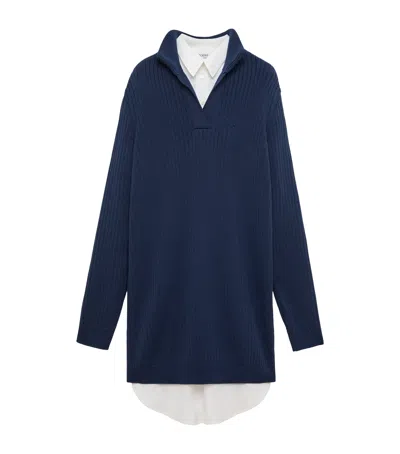 Loewe Layered Shirt-sweater Mini Dress In Blue