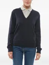 Loewe Double-layered Pullover With Polo Detail In Blue