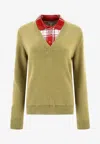 Loewe Layered Sweater In Wool And Alpaca In Green