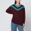 Loewe Wool Sweater With Layered Construction In Burgundy