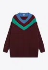 Loewe X Albers Layered V-neck Wool Sweater In Burgundy