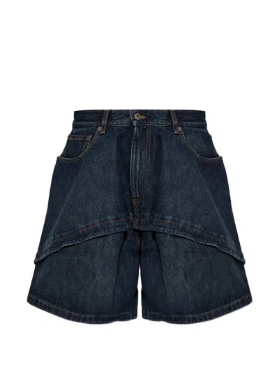 Loewe Layered-effect Denim Shorts In Blue