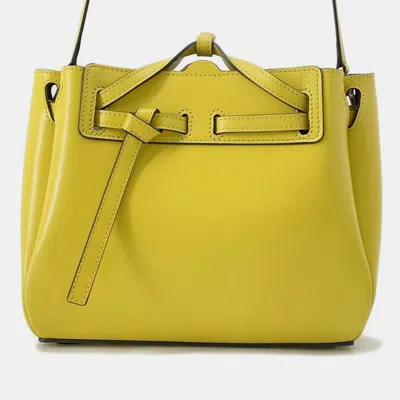 Pre-owned Loewe Lazo 2-way Handbag Yellow Leather Size Mini