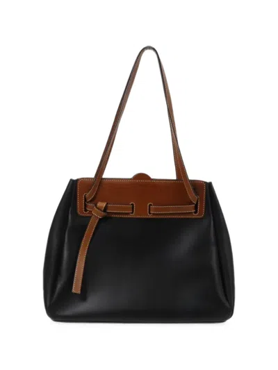 Pre-owned Loewe Lazo Leather Tote Bag In Black