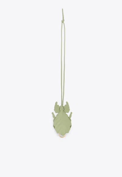 Loewe Leaf Insect Leather Keyfob Charm In Green