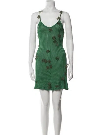 Pre-owned Loewe Leaf Mini Dress In Green