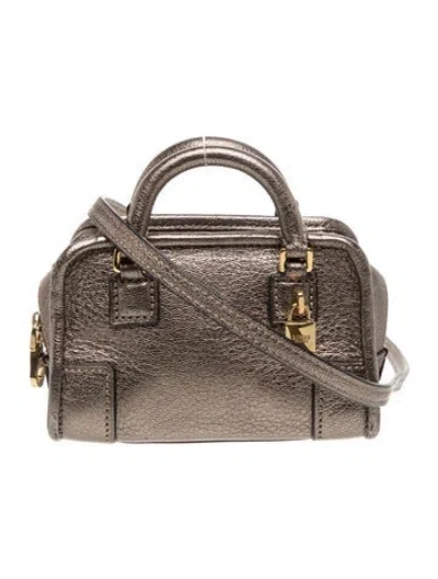 Pre-owned Loewe Leather Amazona Micro In Neutral