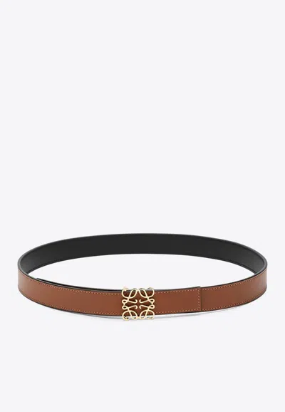 Loewe Leather Anagram Belt In Brown