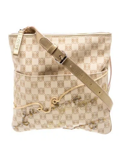 Pre-owned Loewe Leather Anagram Canvas In Neutrals