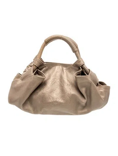 Pre-owned Loewe Leather Anagram In Neutral