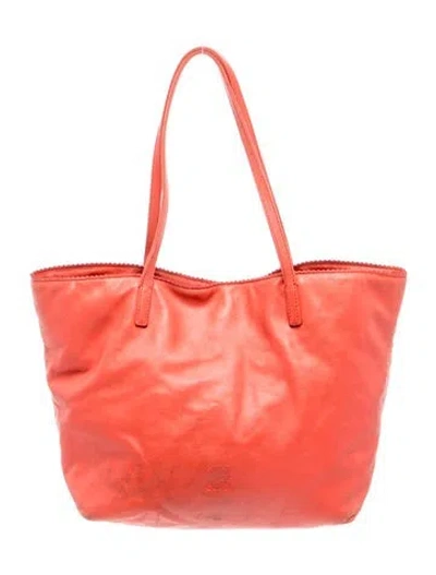Pre-owned Loewe Leather Anagram Tote Bag In Red