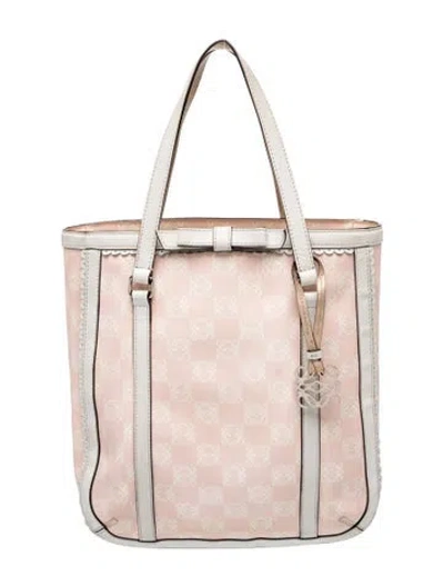 Pre-owned Loewe Leather Anagram Tote In Neutral