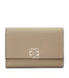 Loewe Leather Anagram Vertical Wallet In Beige