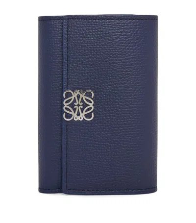 Loewe Leather Anagram Vertical Wallet In Blue