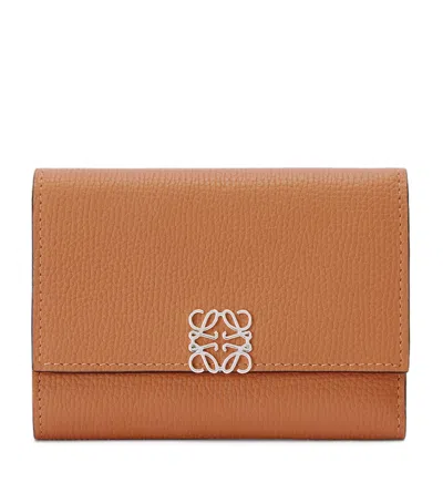 Loewe Leather Anagram Vertical Wallet In Brown