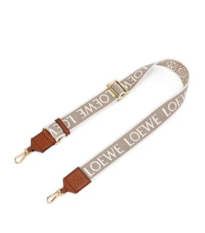 Loewe Leather And Canvas Logo Bag Strap In Beige