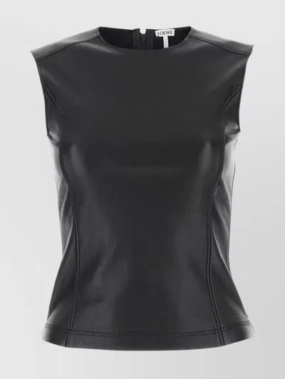 Loewe Black Leather And Fabric Top