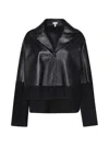 LOEWE LEATHER AND SATIN PAJAMA BLOUSE