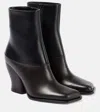 Loewe Two-tone Leather Onda Ankle Boots In Black/dark Brown