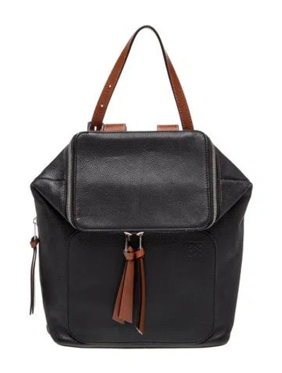 Pre-owned Loewe Leather Backpack In Black