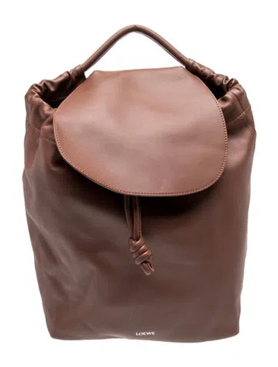 Pre-owned Loewe Leather Backpack In Brown