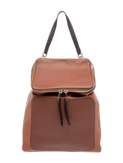 Pre-owned Loewe Leather Backpack In Neutral