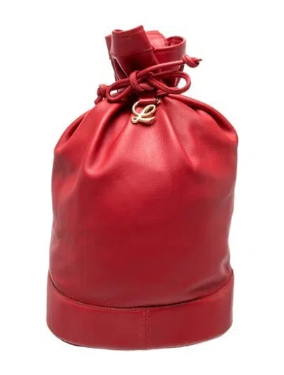 Pre-owned Loewe Leather Backpack In Red