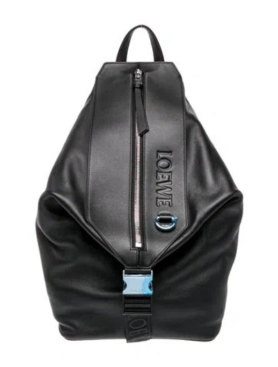Pre-owned Loewe Leather Backpack Small 2025 In Black