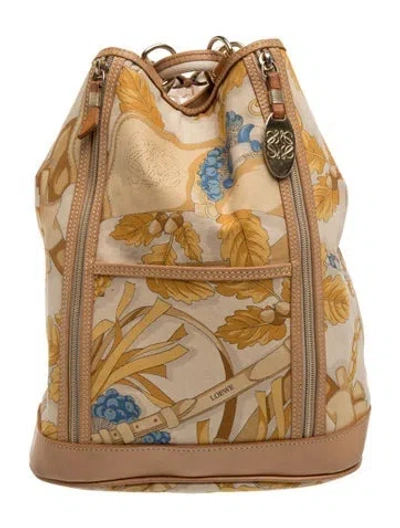 Pre-owned Loewe Leather Backpack Vintage In White