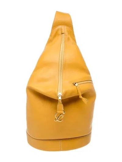 Pre-owned Loewe Leather Backpack In Yellow