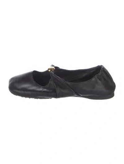 Pre-owned Loewe Leather Ballet Flats In Black