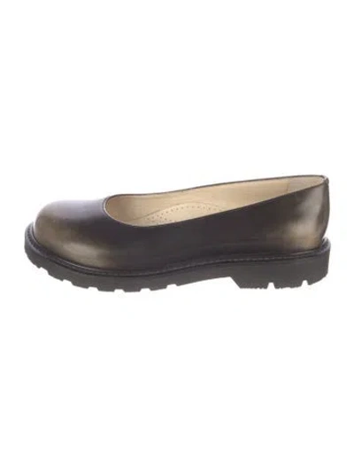 Pre-owned Loewe Leather Ballet Flats In Black
