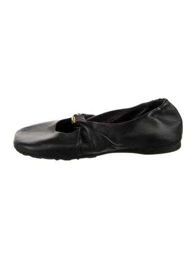 Pre-owned Loewe Leather Ballet Flats In Black