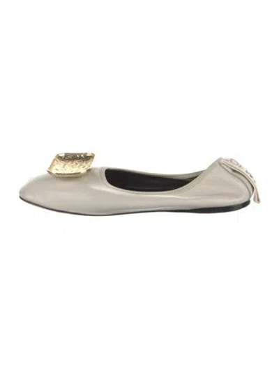 Pre-owned Loewe Leather Ballet Flats In Neutrals
