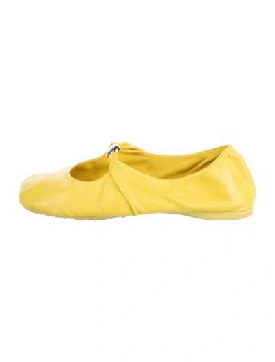 Pre-owned Loewe Leather Ballet Flats In Yellow