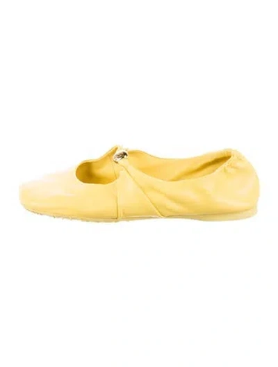 Pre-owned Loewe Leather Ballet Flats In Yellow