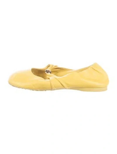 Pre-owned Loewe Leather Ballet Flats In Yellow