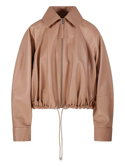 Loewe Leather Baloon Jacket In Brown