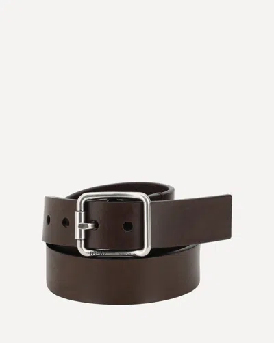 Loewe Leather Belt In Dark Cigar/vintage Palladium