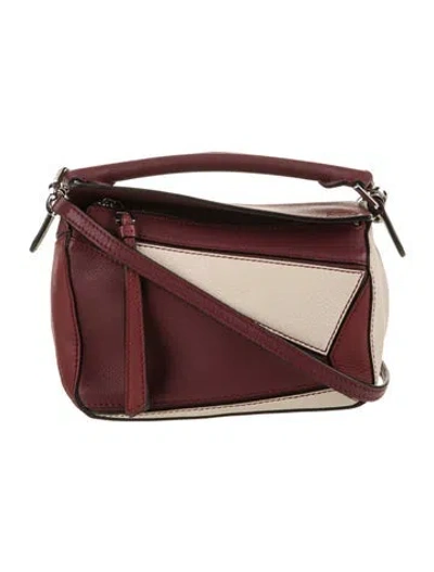 Pre-owned Loewe Leather Belt Bag In Burgundy
