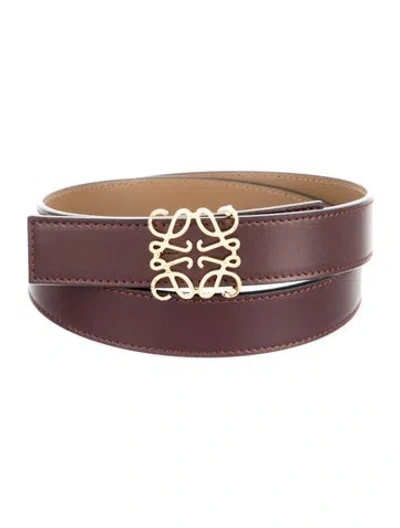 Pre-owned Loewe Leather Belt In Burgundy
