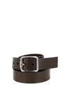 Loewe Leather Belt In Dark Cigar/vintage Palladium