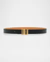 Loewe Leather Belt W/ Engraved Buckle In Black Gold