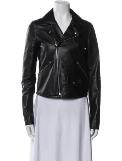 Pre-owned Loewe Leather Biker Jacket W/ Tags In Black