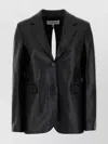 Loewe Leather Blazer With Notch Lapel And Tie Detail In Black