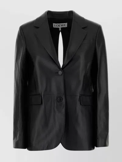 LOEWE LEATHER BLAZER WITH NOTCH LAPEL AND TIE DETAIL