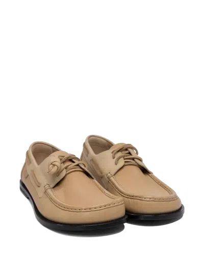 Loewe Leather Boat Shoes In Brown