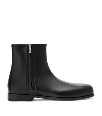 Loewe Leather Bobine Ankle Boots In Black